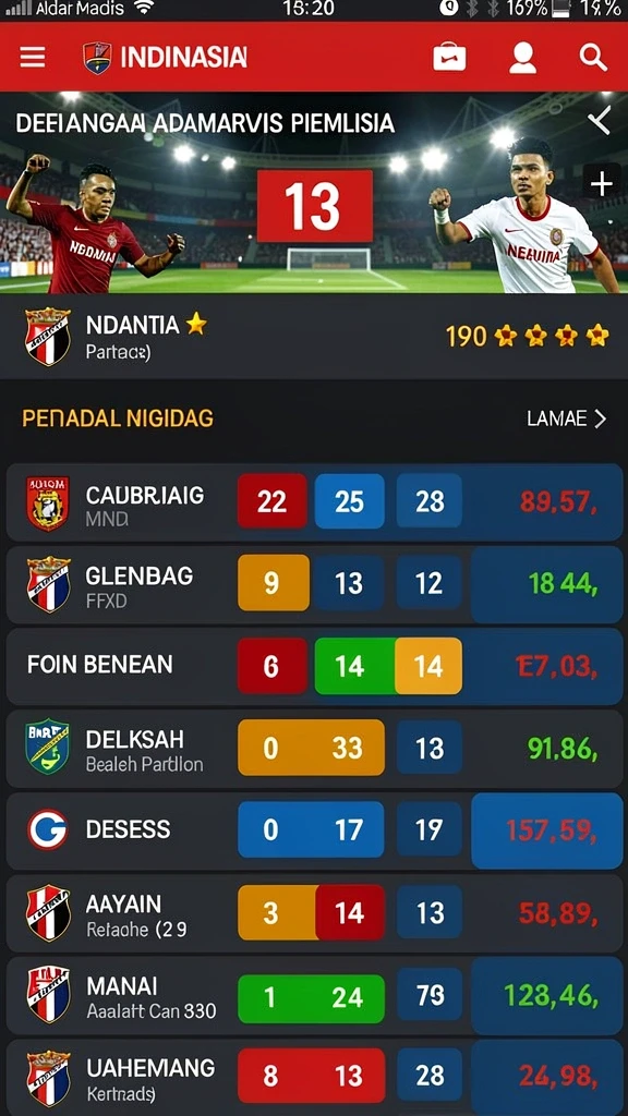 Fitur leaderboard yang menunjukkan peringkat pemain.