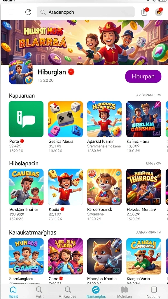 Grafis cerah dan menarik pada halaman utama.