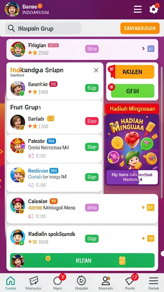 Berbagai jenis permainan menarik yang ditawarkan.