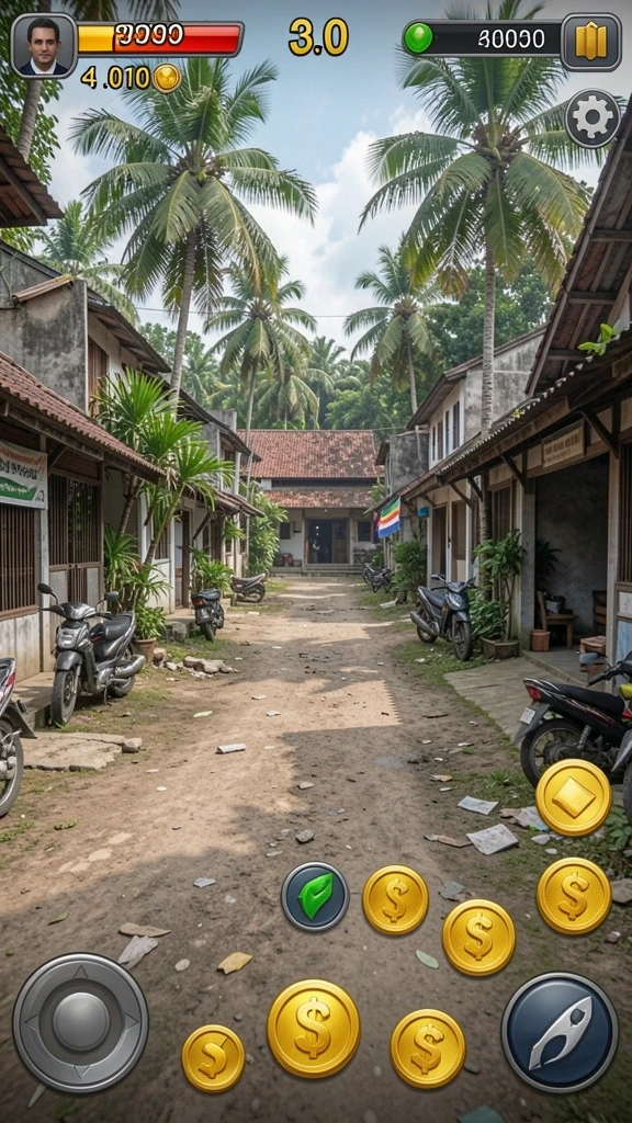 Screenshot menampilkan karakter utama dalam aksi terbang.